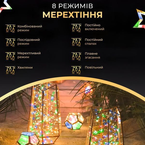Гірлянда роса на пульті 100 метрів на 1000 led світлодіодів крапля на зеленому дроті мультиколор 1000L100MGML 1000L100MGML фото