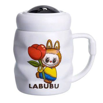 Чашка порцелянова з кришкою Labubu 400 (мл) Білий з жовтим FM-54D FM-54D фото