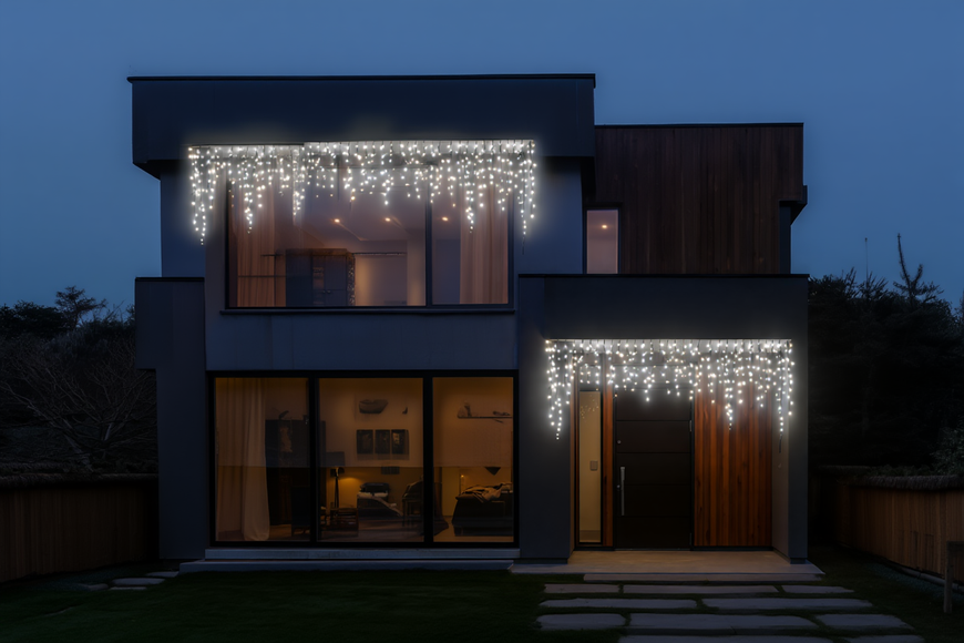 Новорічна гірлянда вулична Бахрома 36 м 600 LED чорний провід Білий 36МBW 36МBW фото
