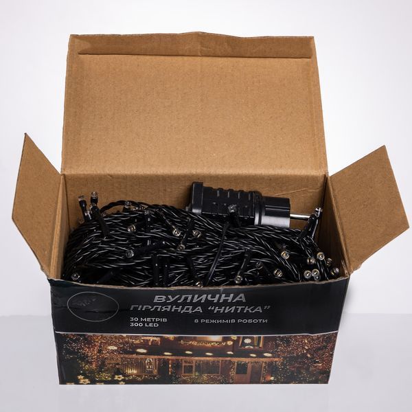 Гірлянда Нитка вулична 30 (м) 300 LED чорний провід Жовтий CF300L30MBY CF300L30MBY фото