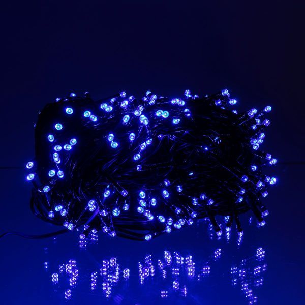 Новорічна гірлянда вулична 30 м 300 LED з сонячною батареєю чорний провід Синій SB300L30MBBL SB300L30MBBL фото