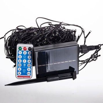 Новорічна гірлянда вулична 30 м 300 LED з сонячною батареєю чорний провід Мультиколор SB300L30MBML SB300L30MBML фото