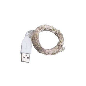 Гірлянда роса 10 метрів USB на 100 led світлодіодів крапля на білому дроті біла USB100L10MWW USB100L10MWW фото